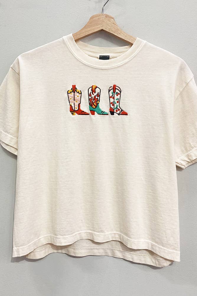 Embroidered Western Boots Tee