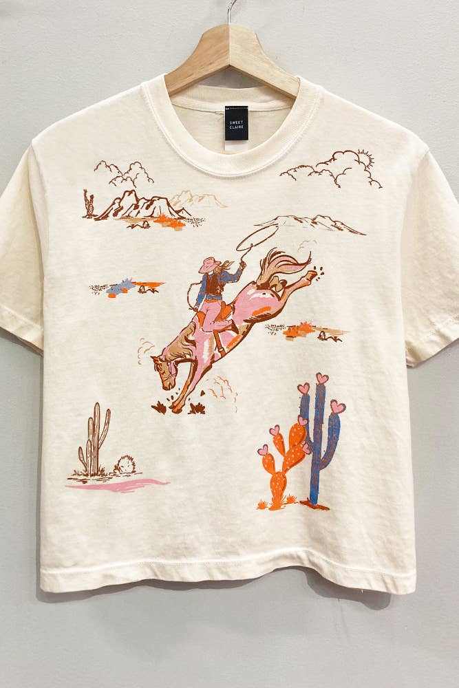 Cowgirl Collage Cropped Tee