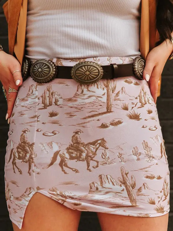 Pink Desert Printed Skirt W Shorts Lining