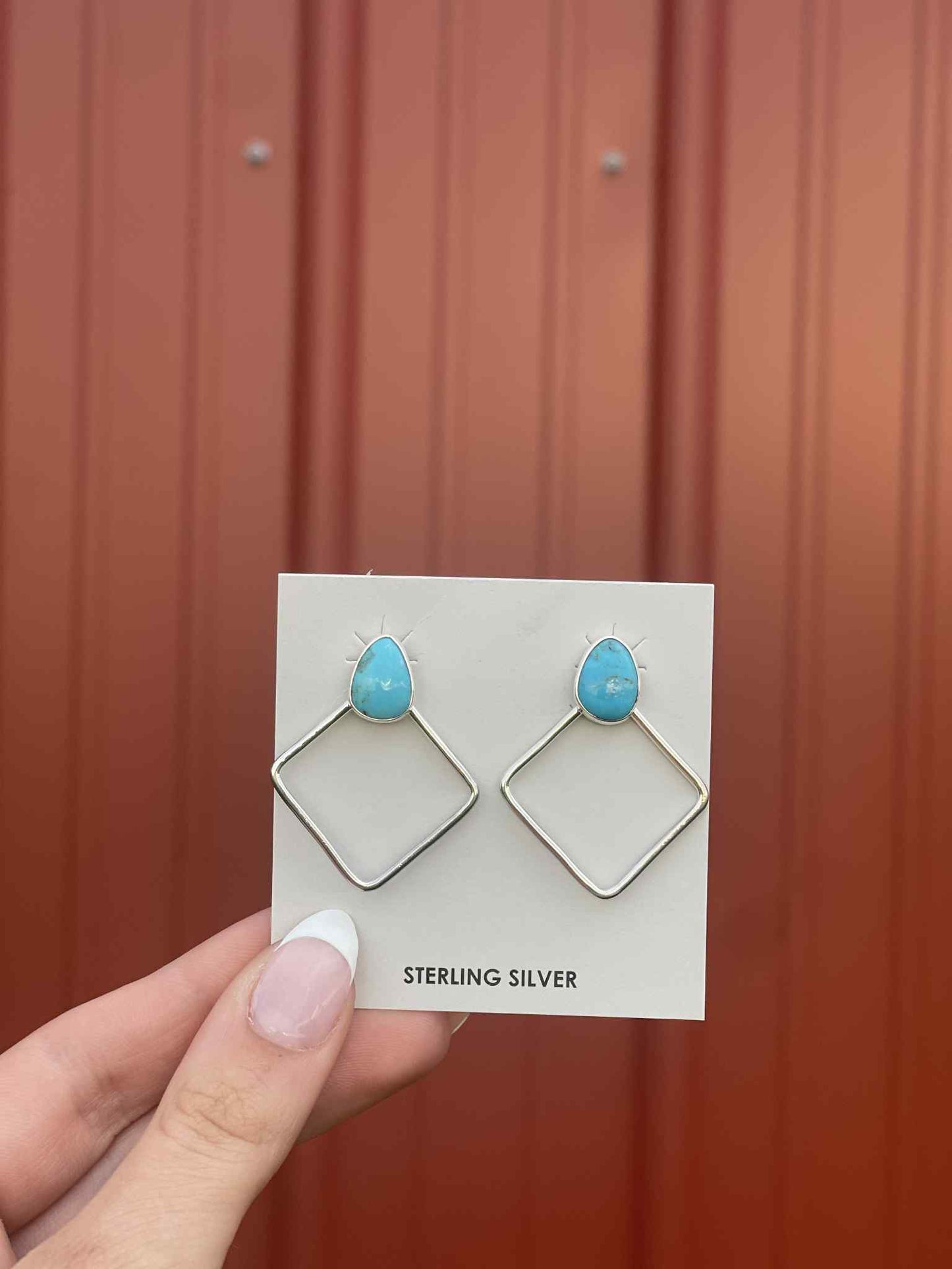 Diamond Kingman Turq Sterling Silver Earrings