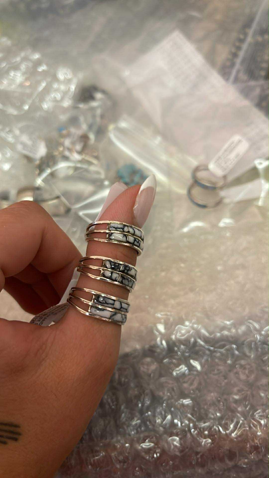 CJ Kyle Navajo Double White Buffalo ring