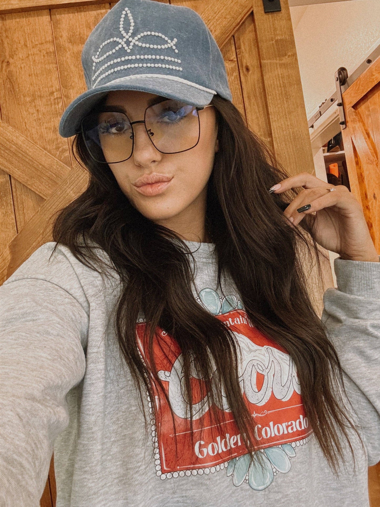 "Boot Stitch" Denim Trucker Cap