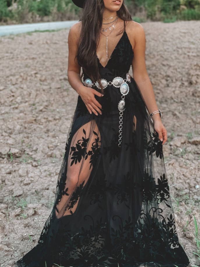 Southern Country cowgirl Coachella Lace flare dress