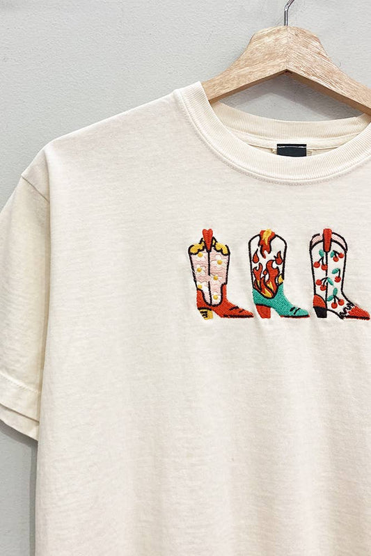 Embroidered Western Boots Tee