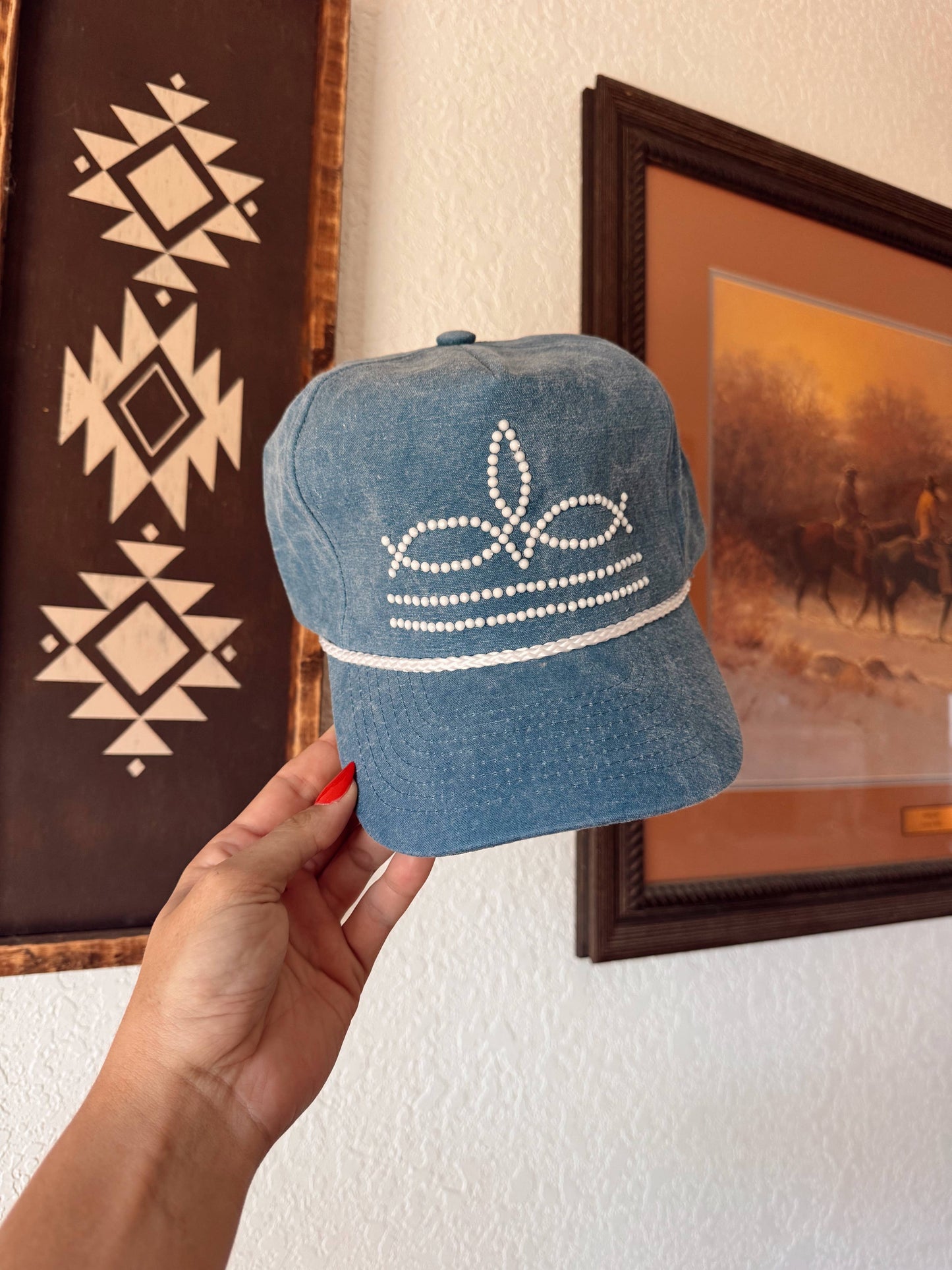 "Boot Stitch" Denim Trucker Cap