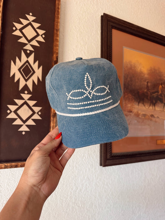 "Boot Stitch" Denim Trucker Cap