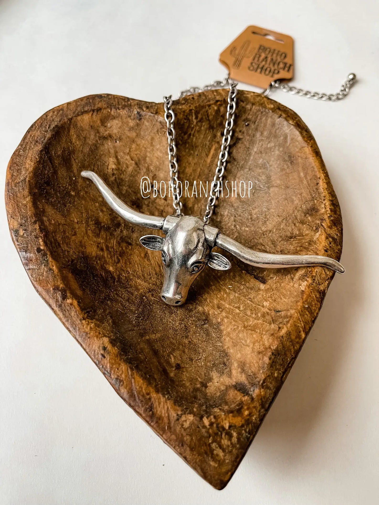 Large Longhorn Pendant Steer Western Necklace