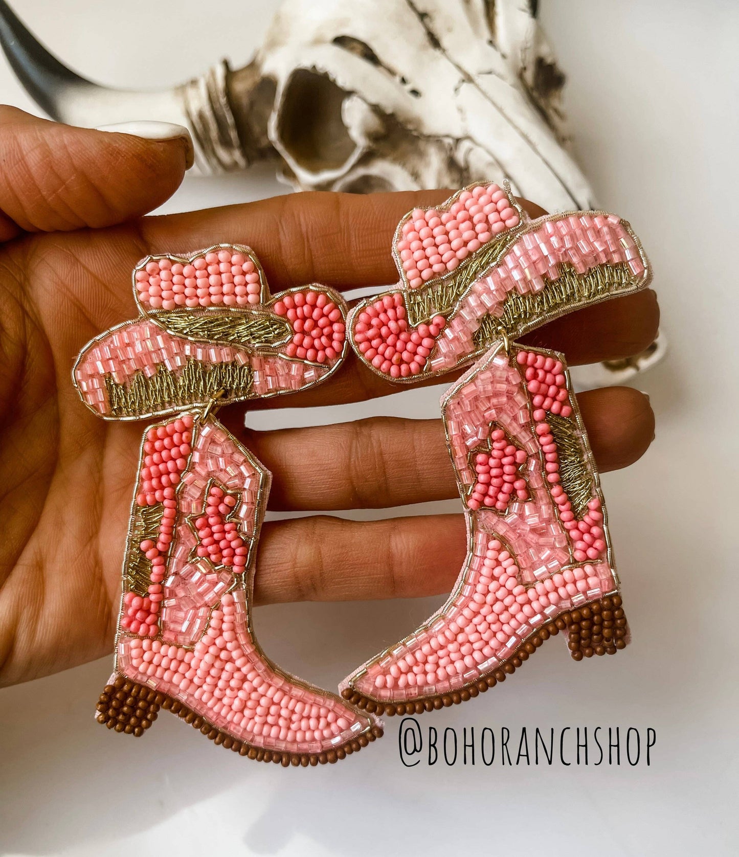 Beaded Cowboy Hat Boots Earrings - Brides, Bachelorette