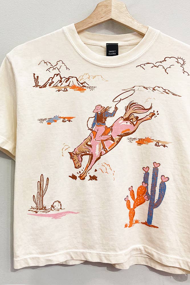 Cowgirl Collage Cropped Tee