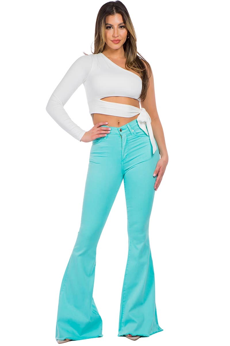 Bell Bottom Jean in Turquoise Mint