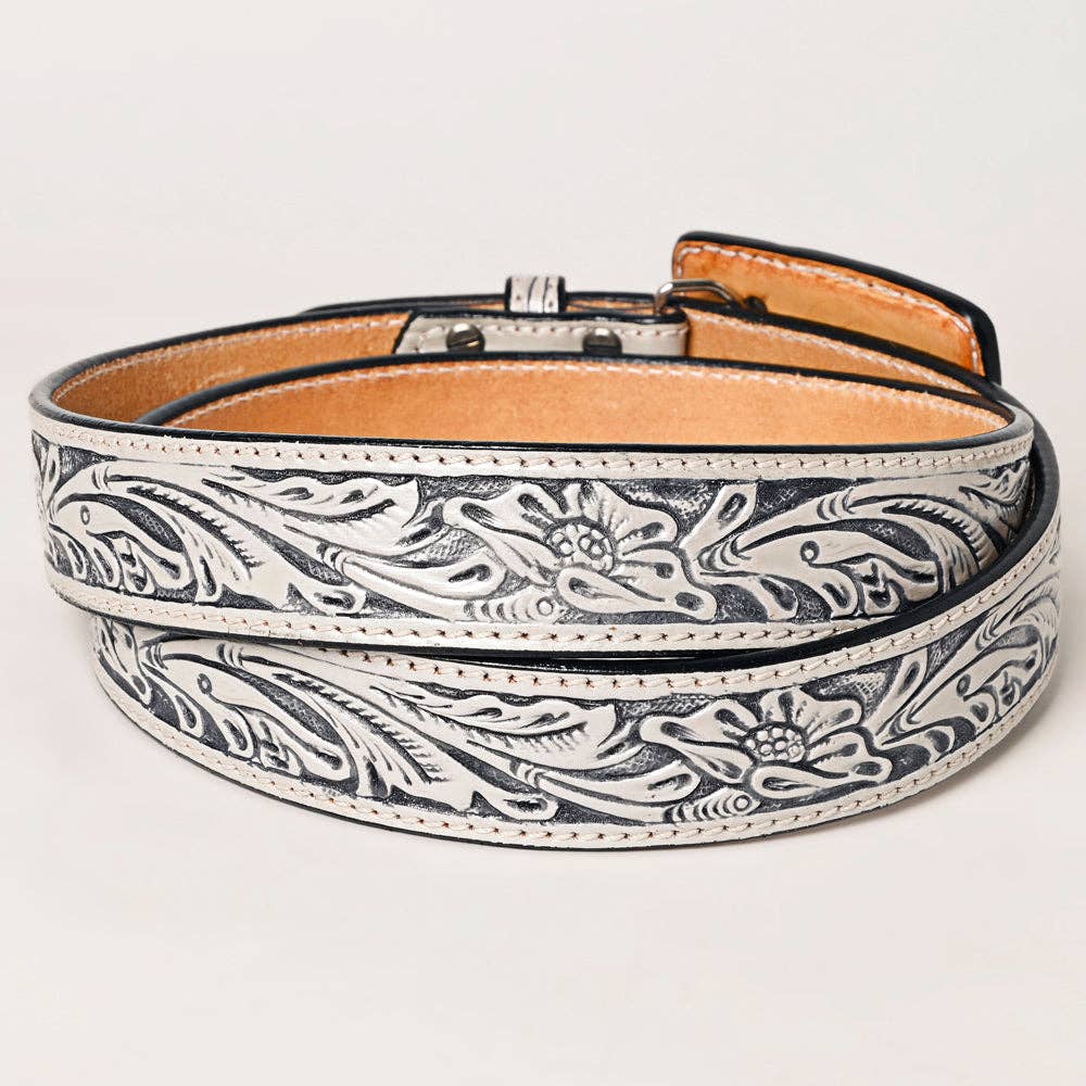 Beautiful Hand-Tooled Genuine American Leather Unisex Belt