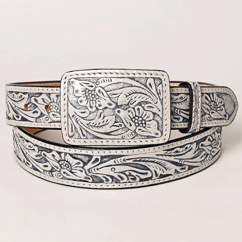 Beautiful Hand-Tooled Genuine American Leather Unisex Belt