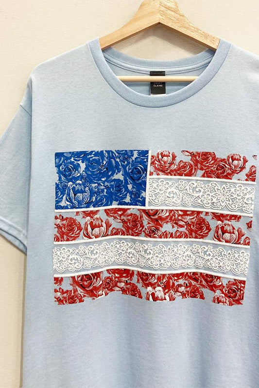 America Flag Puff-Print Tee