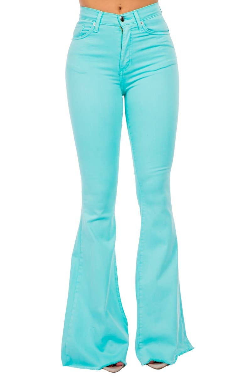 Bell Bottom Jean in Turquoise Mint