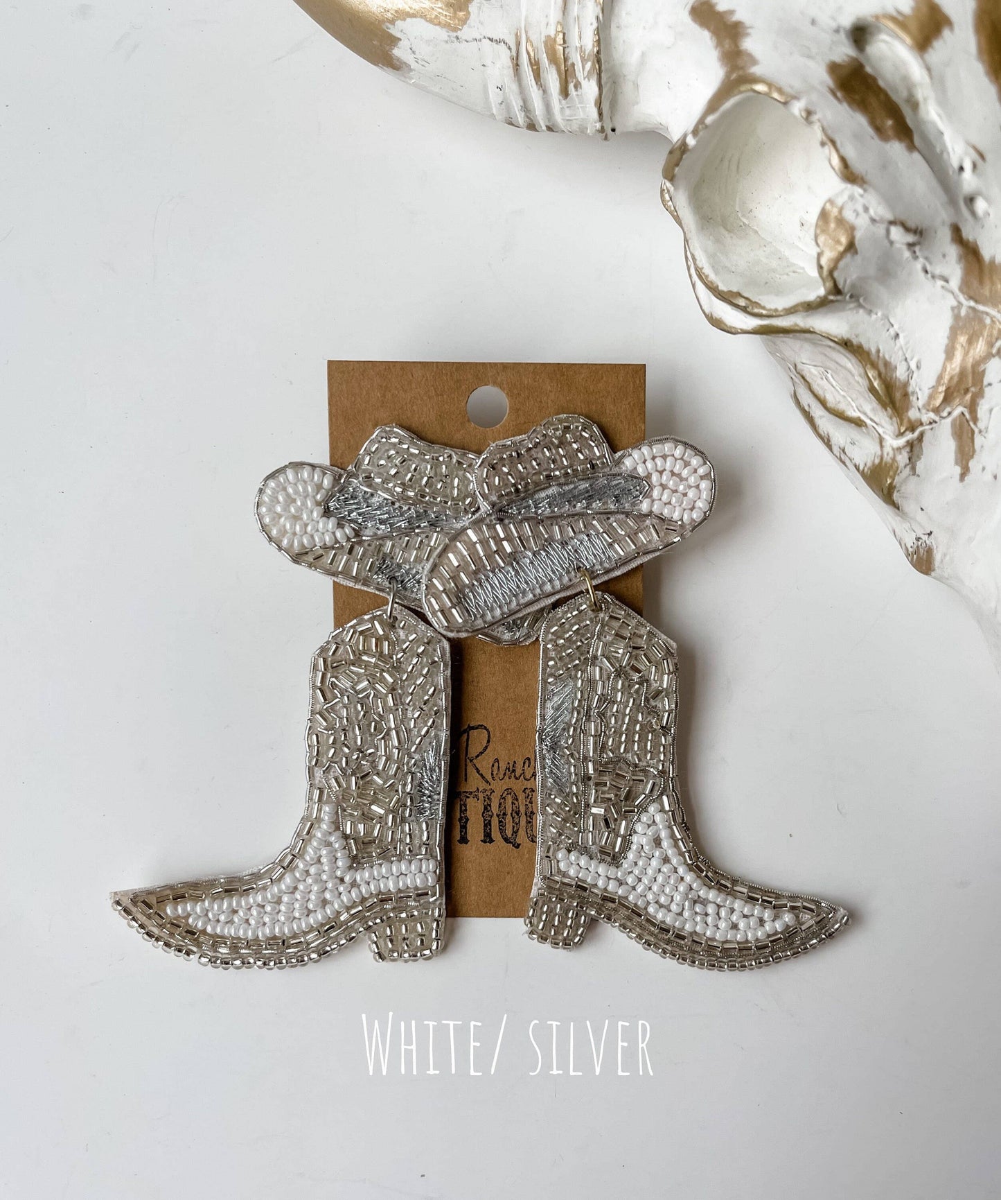 Beaded Cowboy Hat Boots Earrings - Brides, Bachelorette