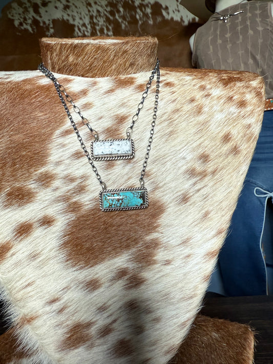 Johnny Dixon Navajo Kingman Turq Bar Necklace