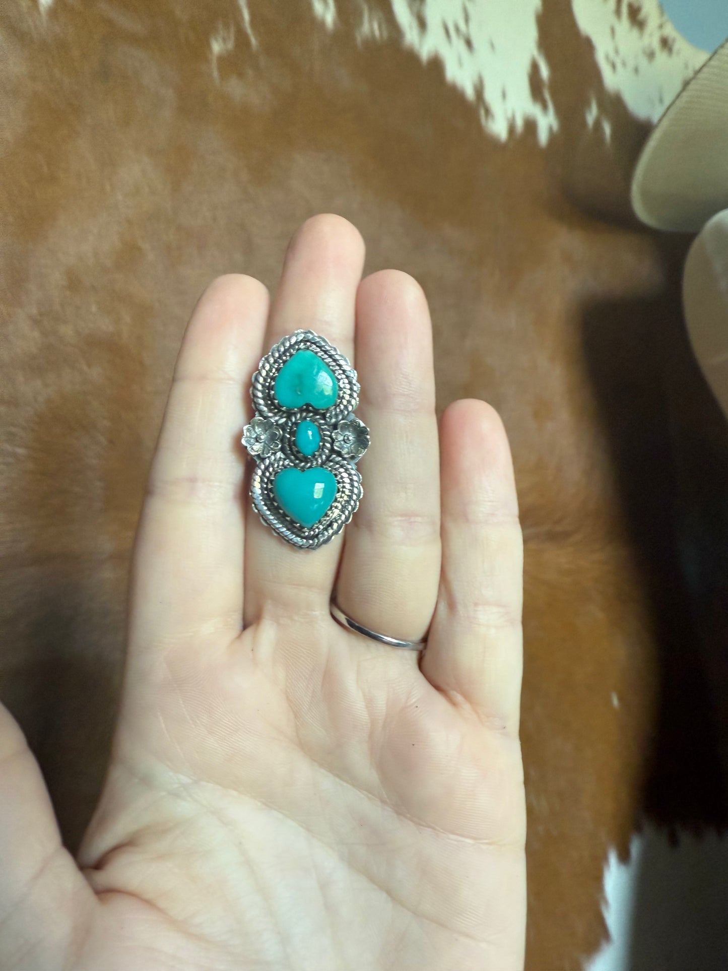 Nonnative Double heart Turq ring