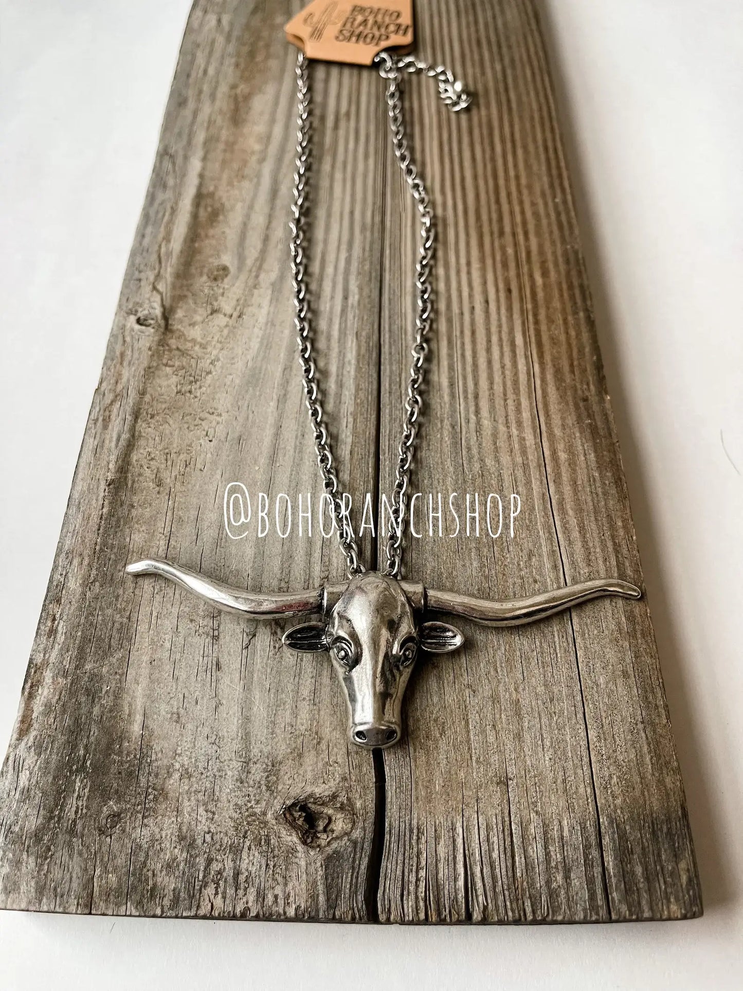 Large Longhorn Pendant Steer Western Necklace