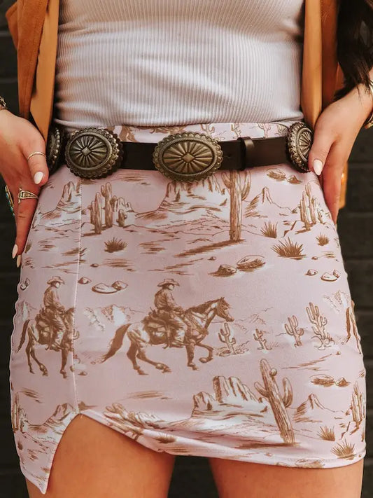 Pink Desert Printed Skirt W Shorts Lining