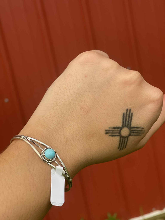 Esther White Navajo Kingman Tur Bracelet