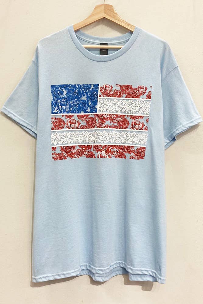 America Flag Puff-Print Tee