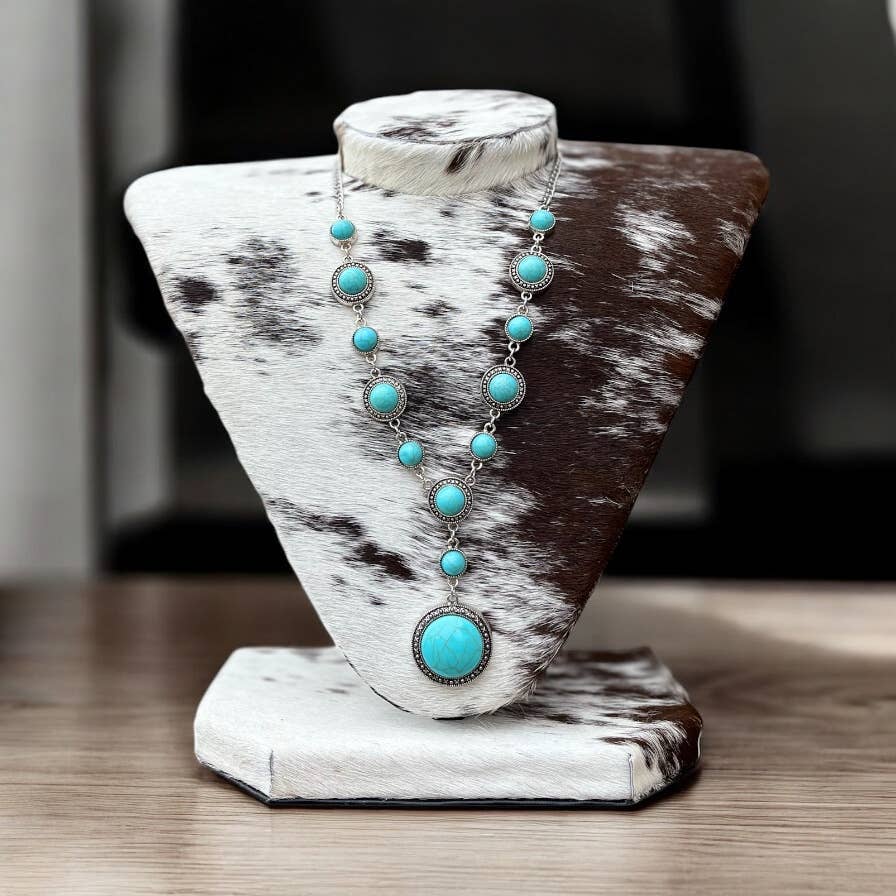 Deluxe brown cowhide necklace display (JW62)